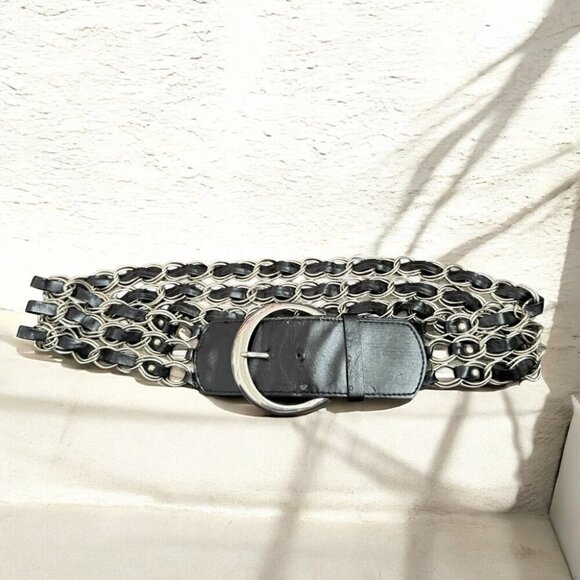 Accessories - Y2K Black and Silver Chain Belt M punk gothic